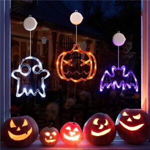 Halloween Decorations 3 Pack Orange Pumpkin, White Ghost, Purple Bat Halloween